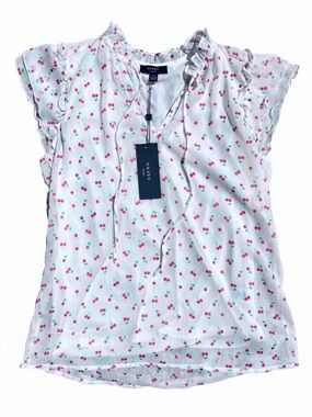 NWT Haver London Cherry Print Flutter Sleeve Blouse - XS